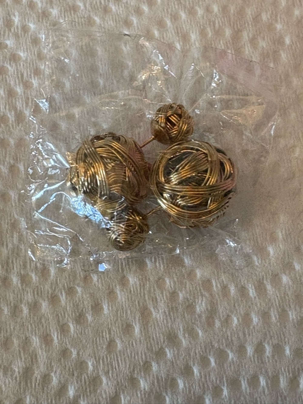 NEW Gold Woven Double-Sided Ball Earrings